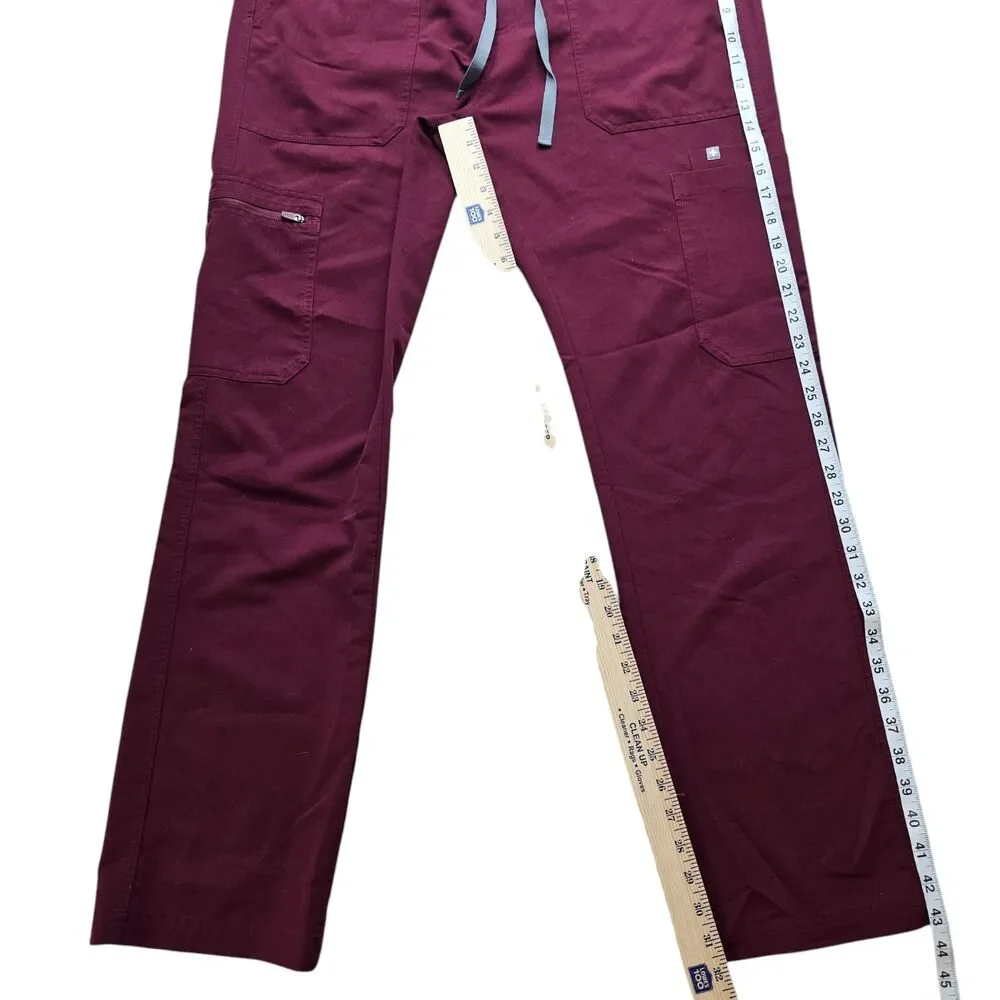 FIGS Cairo Cargo Scrub Pants Mens Large Burgundy Straight Leg